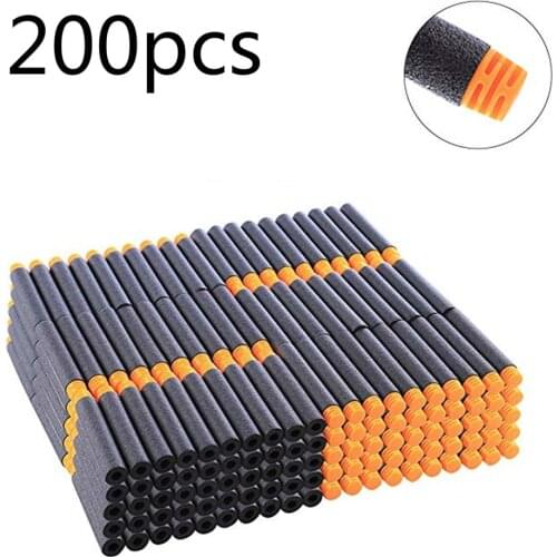 200PCS Black Soft EVA Toy Gun Bullets 7.2cm*1.3cm Refill Darts For Nerf Series Blasters Xmas Kid Children Gift (New Arrival)
