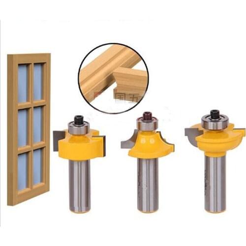 3pcs/set door plank wood working tools curboard cutter router bits 1/2 shank T type ballnose