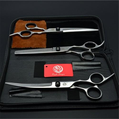 3Pcs Suit 6" 17.5cm Purple Dragon Cutting+Thinning Scissor+UP Curved Shears Grooming-for-dog Professional Pets Hair Shears Z3001
