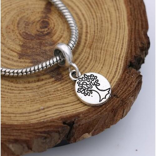 5PCS Antique Silver Plated Tree of Life Beads Fit Pandora Jewelry Making Charm Bracelet DIY Accessories Handmade Craft