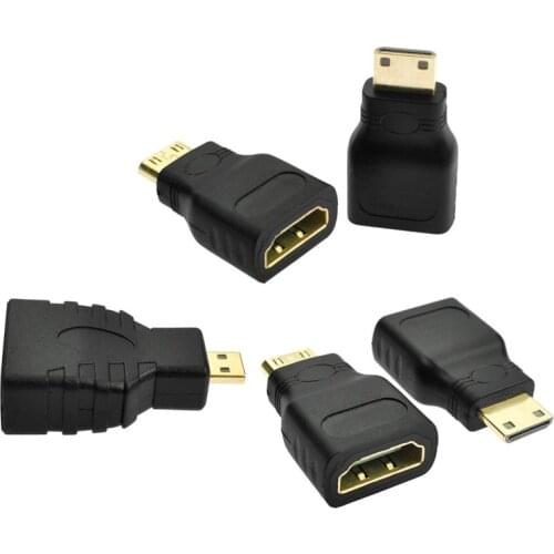 5 Pack Mini HDMI Adapter Gold Plated Mini HDMI Male to HDMI Female High Speed HDMI Type C to Type a Compatible for Raspberry Pi