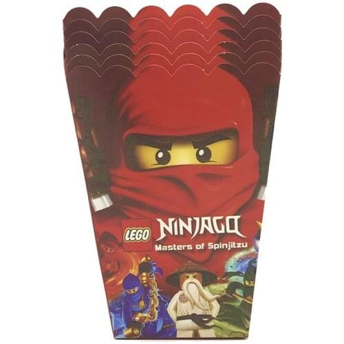 6pcs Masked Ninja Popcorn Boxes Ninja Theme Kids Birthday Party Decorations Baby Shower Party Supplies Ninja Theme Popcorn Box