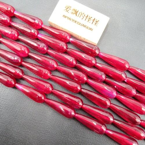 APDGG 10x30mm Red Rosel Agate Faceted Water drop Gemstone Loose Beads 15" Strand Jewelry Making DIY