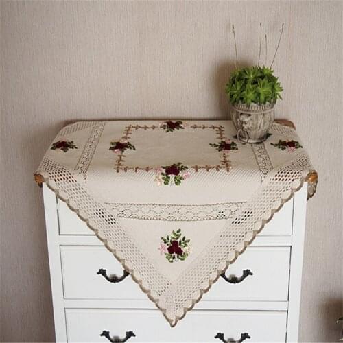 Free Shipping QualityNew Embroidered Pstoral Style Cotton Gift Table Cloth Cup Mat Covering Decoration Home Blanket Antependium
