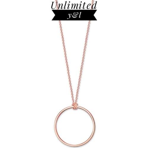 Rose Gold Large Circle Pendant Necklaces Link Chain for Women Men 925 Sterling Silver Thomas Style Fashion Jewelry Accessories