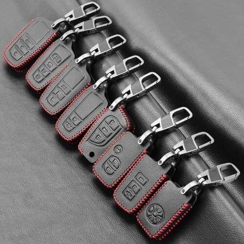 Genuine Leather Remote Key Case Cover For Toyota Camry Reiz Corolla Rav4 Crown Avalon Prado 4Runner CHR Venza Prius S03