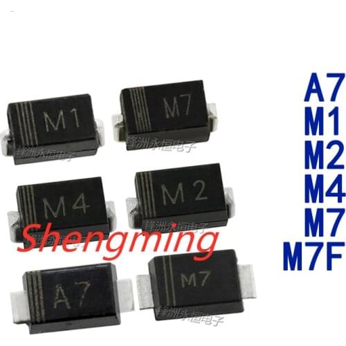 100PCS M7 M1 M2 M4 M7F A7 SMA 1N4001 1N4002 1N4004 1N4007 diode