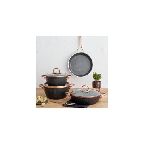 Emsan Line 7 Parça Granit stylish multi color Tencere Seti