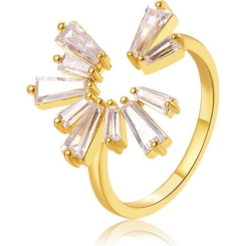 ERLUER New style Rose gold rings for women Girl Fashion crystal Zircon Adjustable finger ring Wedding party Gift jewelry