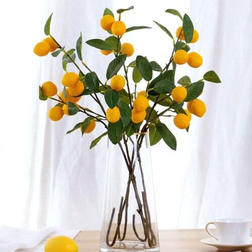 Realistic Vine Artificial Flowers Imitation Plants Fruit Branch Home Decor 1pcs Simulation Wedding Party Props 71cm /85cm Lemon
