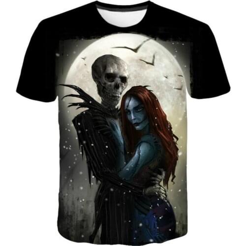2021 Summer Fashion Hot Sale Latest Skull T-shirt Fashion 3D Horror Boys and Girls Funny Hip-Hop Male Costumes Halloween
