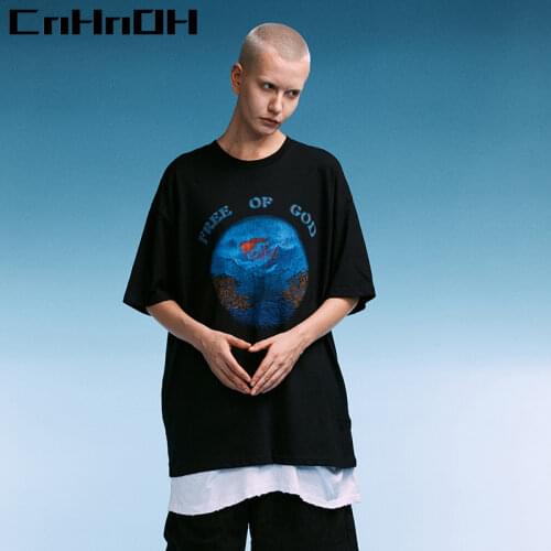 CnHnOH Mens Free of God Fashion Brand Short Sleeve T-shirt Mens Loose Round Neck Printing FOG Style Printing 9618