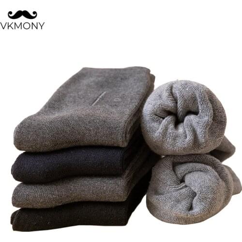 Men warm socks autumn & winter man thick socks cotton 5 paris/lot man business socks solid socks VKMONY