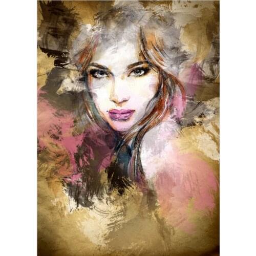 Paris Watercolor Modern Girl Portrait Abstract Wall Picture for Living Room Canvas Painting Giclee Cuadros Decoracion Salon Art