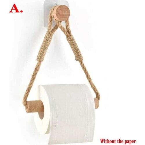 Wall Mounted Towel Rack Bathroom Wooden Hook Paper Towel Rack Bathroom Toilet Accessories Set Paper Holder Bracket