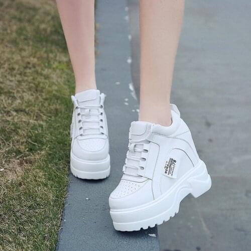 2019 New Women Platform Casual Shoes Mesh Breathable Wedge Heels Shoes 11 CM Autumn Thick Sole Sneakers Woman Deportivas Mujer