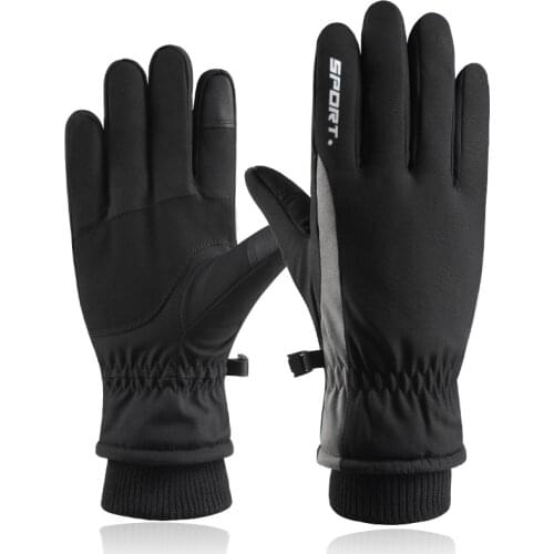 Men Winter Outdoor Sport Fitness Non Slip Cycling Glove Plus Plush Thick Warm Touch Screen Windproof Waterproof Ski Mitten F25