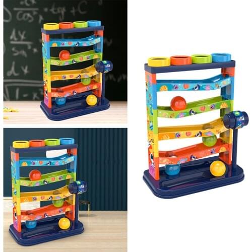 Plastic Ball Ramps Race - 5 Level Toy Ball Ramp Race Track Includes 4 Ball - My First Baby Toys - Toddler Race Car Ramp Toy