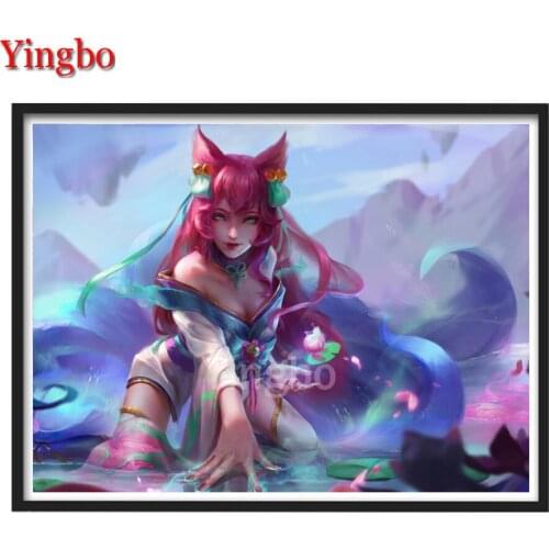 Full Square/Round Drill 5D DIY Diamond Painting Cross Stitch Cartoon Girl Nine Tailed Fox Fairy Embroidery Diamond 5D Home Decor