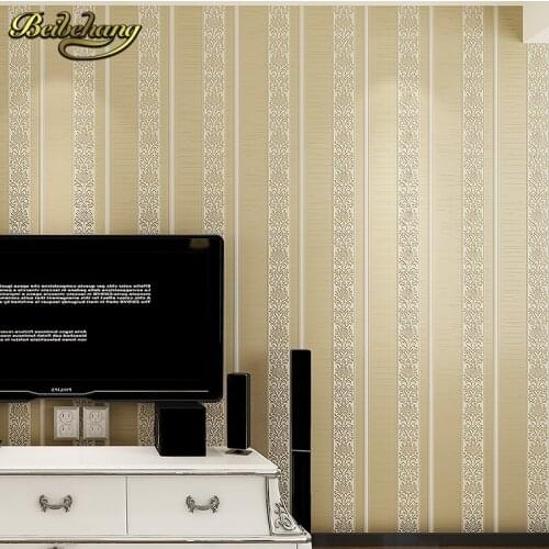 Beibehang Stripes Non-woven Flocking Wallpaper Modern for Walls Wallpaper Rolls Sofa TV Background Wall Paper Home Decoration