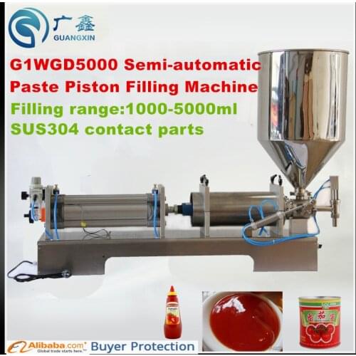 G1WGD5000 Semi-automatic Paste and Liquid filling machine,Cosmetic Piston Paste Filling Machine (1000-5000ml)with hopper