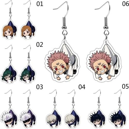 New Anime Jujutsu Kaisen Dangle Earring Cute Handamde Acrylic Hook Earring Epoxy Jewelry Earrings Gifts Fan