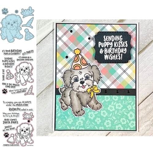 Sending Puppy Kisses&Birthday Wishes Stamps And Dies 2020 For DIY Scrapbooking Card Making Dies And Stamps Embossed Crafts Cards