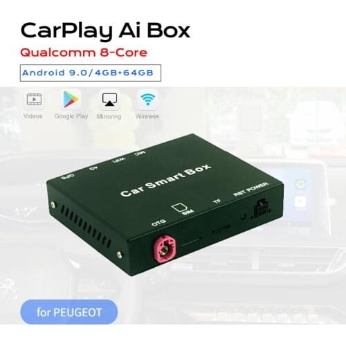 Exploter Ai Smart Box for 5008 4008 3008 2008 308 Adding Android 9.0 OS Wireless CarPlay Qualcomm 8-Core 4GB+64GB Mifi Dual BT