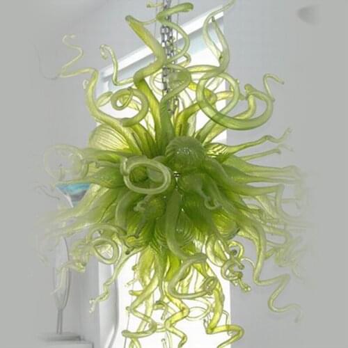 Modern Art Designed Hand Blown Green Glass Hanging LED Chandelier Lightings