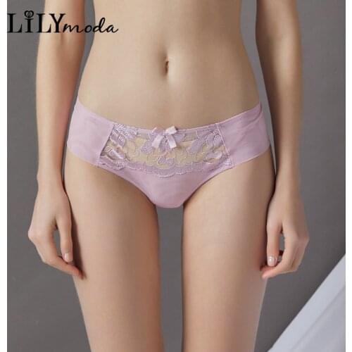 Lilymoda Sexy T Back Thongs Women Seamless Embroidery Transparent Briefs T pants panty Ladies Underwear Hot Temptation Lingerie