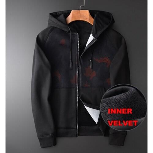 New Hooded Sweatshirt Men Luxury Chest Mesh Printing Add Velvet Hoodies Men Plue Size 4xl Composite Fabric Mens Hoodies