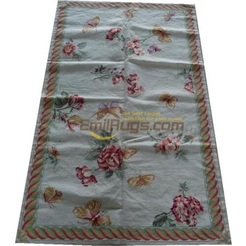 Old Hand-made Traditional Wool Needle-point Carpet Handmade Needlepoint Embroidery Home Decore