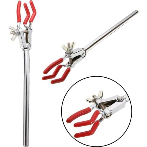 Three Jaw Clamp Extension Flask Clip Three-jaw Design Lab Stand Flask Clamp With Non-slip Sleeve Zinc Alloy Handle For Chemistry