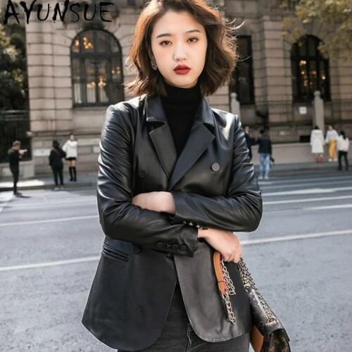 AYUNSUE 2021 New Genuine Leather Jacket Women Short Motorcycle Real Sheepskin Coat Female Korean Clothes Cazadora Cuero Mujer