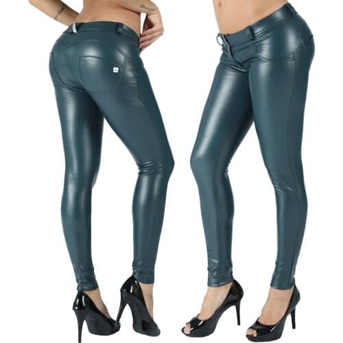 Melody Push Up Leggings Women Leather Pants Non-animal Compression Wear Dark Blue Women Sweatpants Full Length Pencil Pants