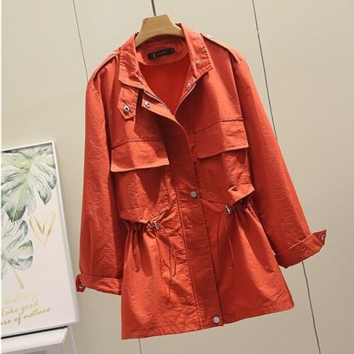 Female Black Red Outerwear 4Xl Plus Size Korean Trench Coat Womens 2021 New Spring Autumn Coats Casual Windbreaker Tops