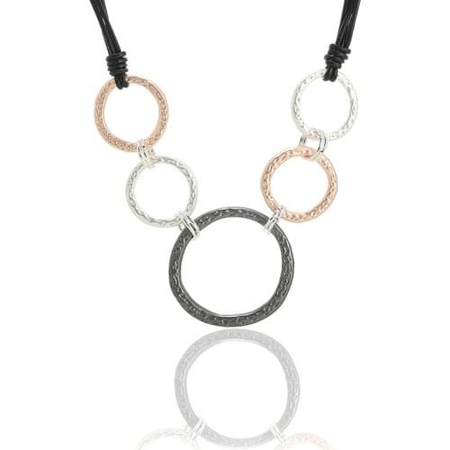 ELOYHI Women Necklace Geometric Top Quality Double Collar Leather Choker For Lady Punk Trendy Neckalce&Pendants Gift