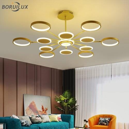 Golden Black New LED Modern Chandeliers Lights For Living Dining Room Bedroom Aluminum Lustres Lamps Indoor Lighting AC 90-260V
