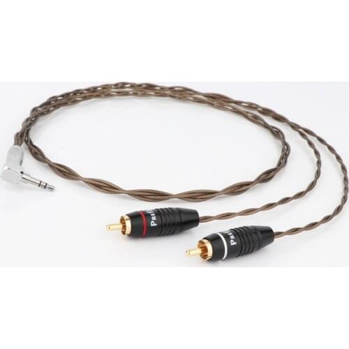 1 Pair Odin Silver Plated 2RCA Audio Cable To 3.5mm Right Angled Plug Audio Video Cable