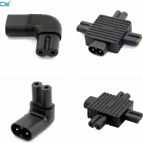 1Pc IEC 320 2-Pin C7 Female To C8 Male Right Up Down Angled AC Power Adapter extension cord Converter cable 30cm 3m 5m