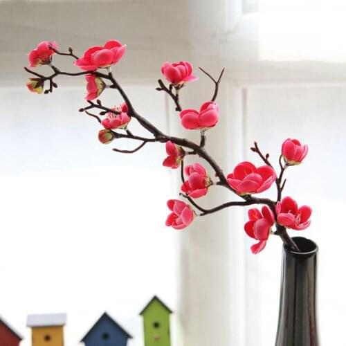 White Red Pink 1Pc Artificial Plum Blossom Artificial Flowers Fake Cherry Silk Plants Cafe Shop Party Wedding Home Decor