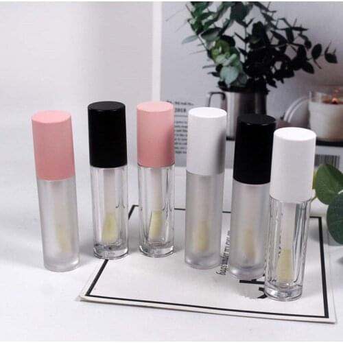 100PCS 5ml Big Brush Lip Gloss Tubes With Wand Frosted Lip Balm Tube Black White Transparent Cosmetic Lipgloss Refillable Bottle