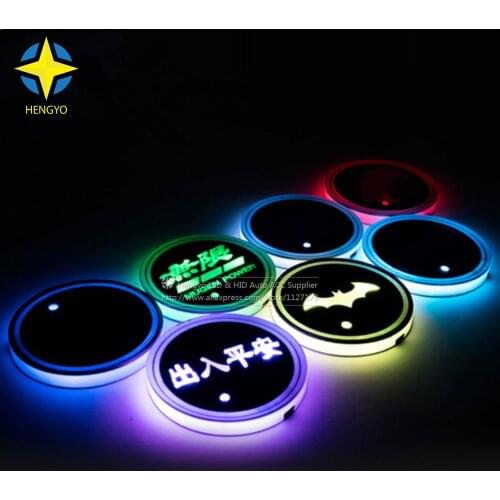 2017 Super Cool 7 Color all in one USB Cup lights Car LED Coaster Cup Coaster Non-slip mat Decorative atmosphere lights