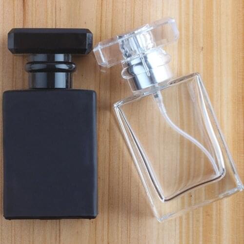 30ml Transparent Black Perfume Bottles Travel Pocket Glass Spray Bottles Empty Bottles Hand Washing Gel Storage Refillable Bottl
