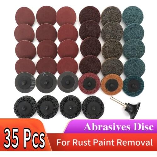 35Pcs Sanding Discs Set, 2 Inch Type R Roll Lock Discs Pads Sanding Roloc Abrasives for Grind Polish Finish Rust Paint Removal