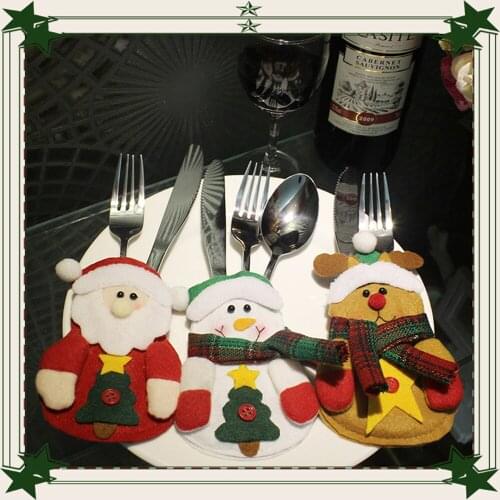 6Pcs Christmas Silverware Holder Pockets 3 Style Santa Tree Hanging Decorations Xmas Dinner Flatware Holders Christmas Ornaments