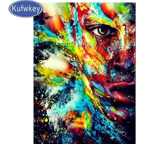 Abstract Colorful Half Face crystal diamond painting full square round 5d diy diamond embroidery rhinestone mosaic girl diamond