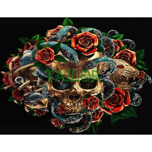 Diamond painting 5D kit set Full square wall stickers Cuadros Cross stitch haft diamentowy animal Cartoons Skeleton flower art