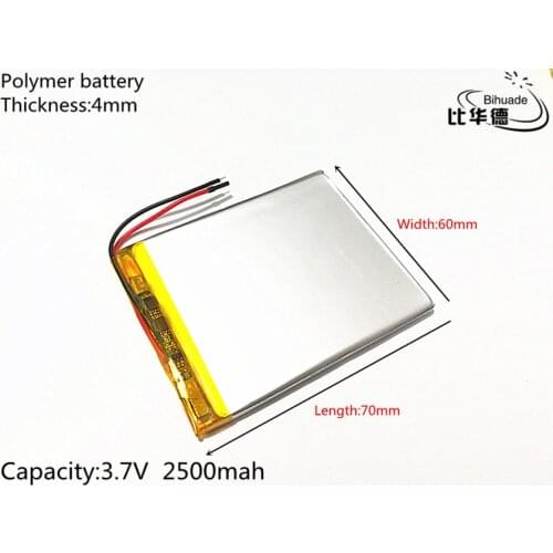 Free shipping 1pcs/lot 3.7V 2500mAh 406070 Lithium Polymer LiPo Rechargeable Battery cells For PAD GPS PSP Vedio