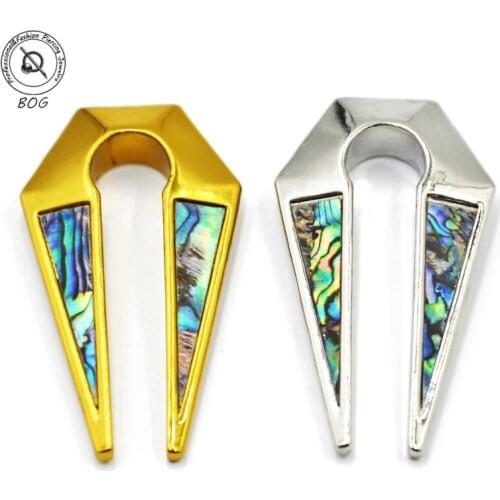 BOG-Pair hot selling Kubooz piercing Key Hole Shape Gold steel Shell Ear Weights Ear Expander Plug Body Piercing Jewelry